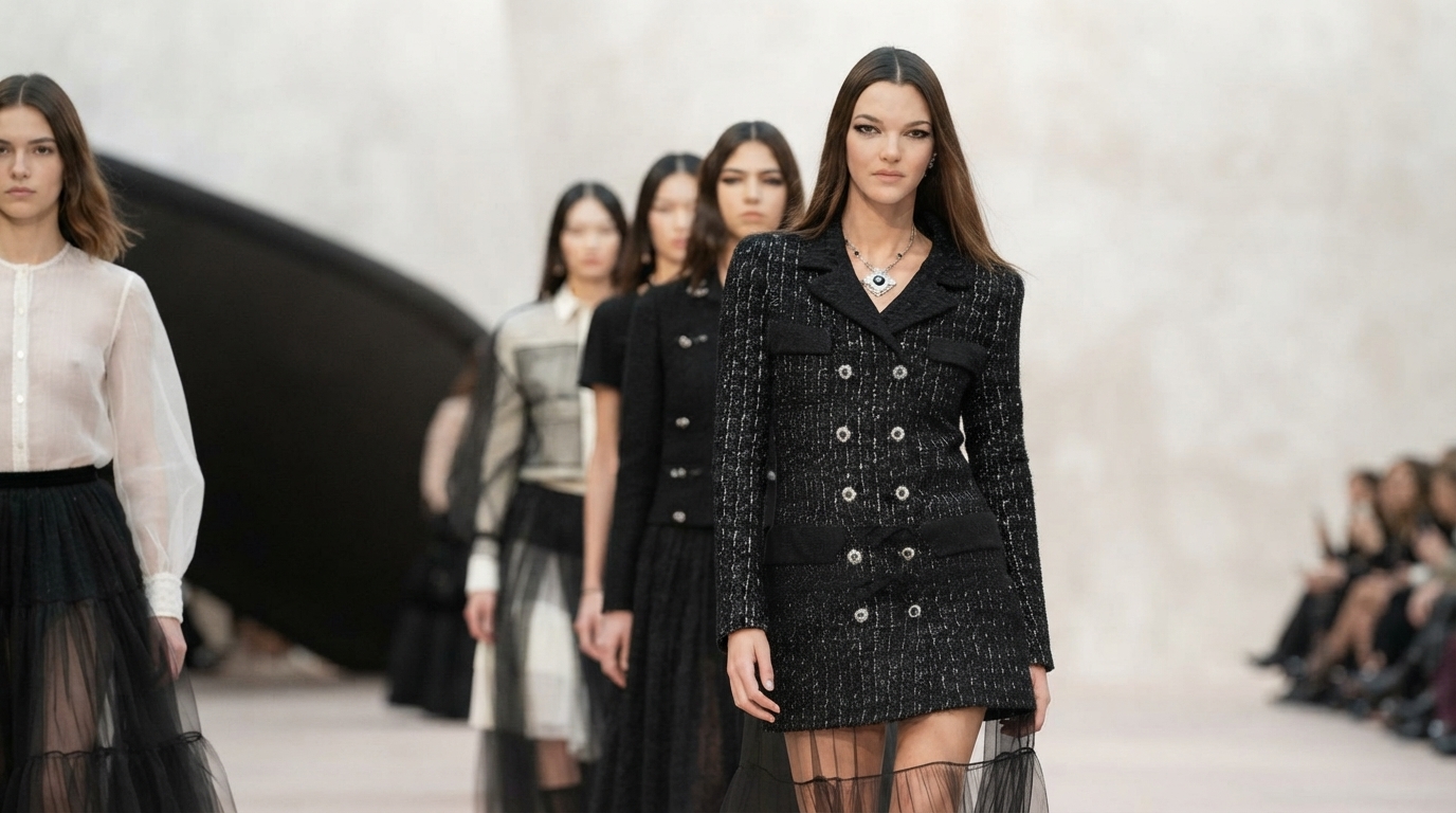 Models showcase the debut collection of Loqual Elites on the Paris Fashion Week runway, highlighting emerging talent and sustainable design.